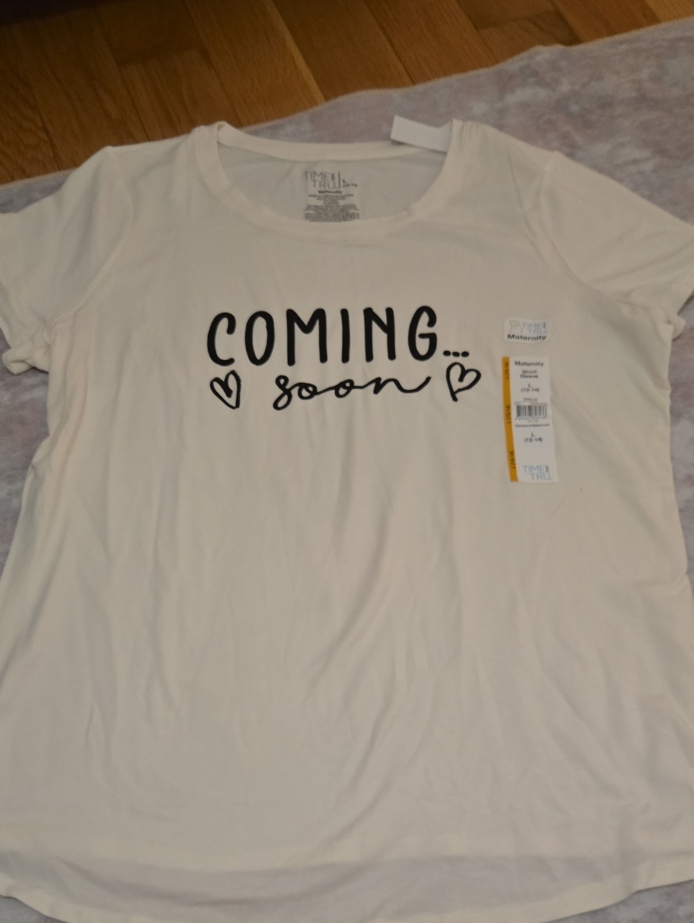 Maternity "Coming Soon" Short Sleeve Tee - White